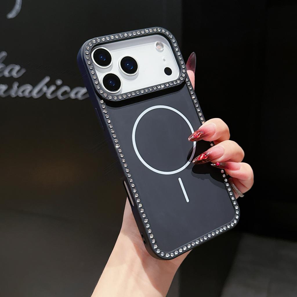 Роскошная блестящая алмазная рамка для MagSafe Магнитный чехол для iPhone 17 Air 16 15 14 Plus 13 12 11 Pro Max Прозрачный чехол Hard Candy