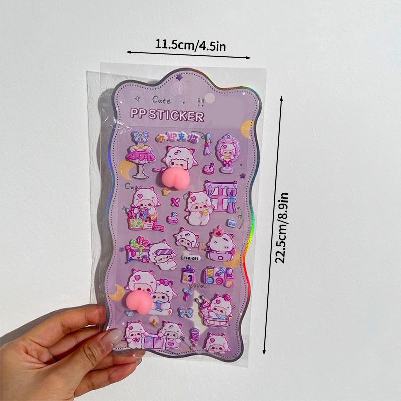 3D Bubble Stickers PP Butt Decorative Stickers Animals Bear Dog Sticker for DIY Scrapbook Phone Case Party Gift Puffy Stickers