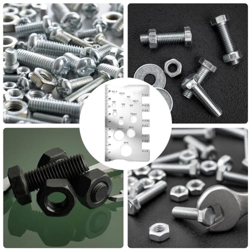 Thread Size Gauge | Bolt Measuring Ruler, Metric Thread Measuring Tool for Construction, Workshops, Metalworking, Industrial, Automotive, Home Use, an