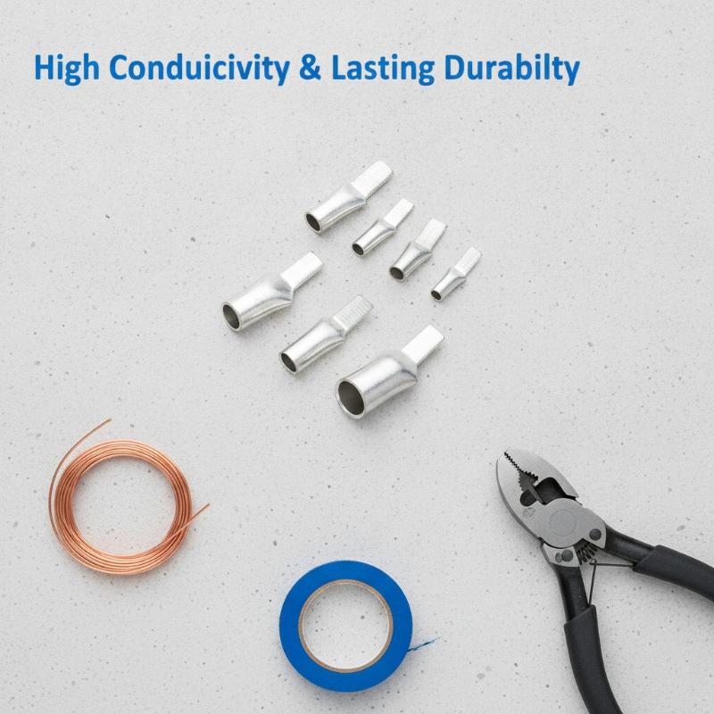 10Pcs C45 Circuit Breaker Wire Crimp Terminals Tin Coated Copper 4/6/10/16/25/35/50mm² for Home Appliance Repair Use