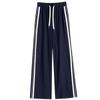 Women's Quick-Dry Ice Silk Wide-Leg Pants with Side Stripe - High Waist, Slimming, Draping Casual Sports Pants