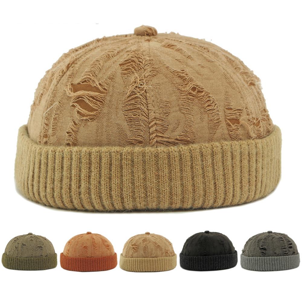 HT4857 Autumn Winter Cap for Men Women Stylish Shabby Skull Cap Male Female Beanie Hat Knitted Earflap Cap Adjustable Bomber Hat