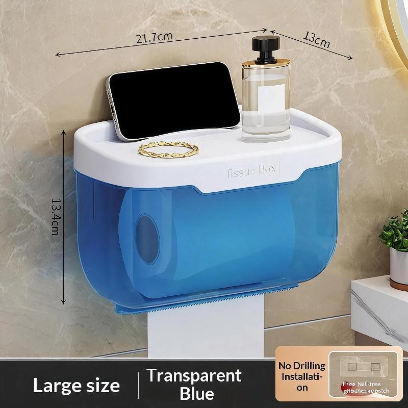 Wall Mounted Tissue Box Waterproof Multifunctional Top Storage Shelf for Bathroom Kitchen RV Camper Small Space