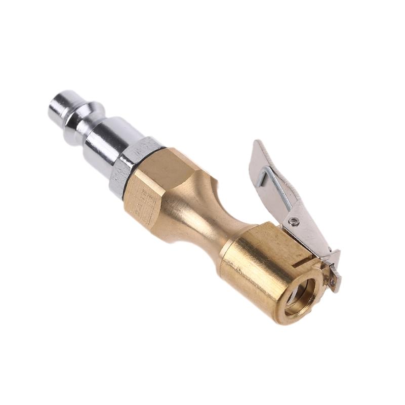 Brand New Brass Air Chuck Open Flow Tire Chuck Heavy Duty Lock on Tire Inflator Chuck for w/ Clip
