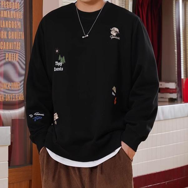 Мужские топы с длинным рукавом из мягкой высококачественной ткани с принтом, устойчивые к сминанию, уличные спортивные повседневные дышащие свободные модные трендовые удобные