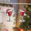 2D Плоский Акриловый Рождественский Бокал для Вина Рождественская Шляпа Подвеска Серьги Женские Новогодние Украшения для Праздничной Вечеринки