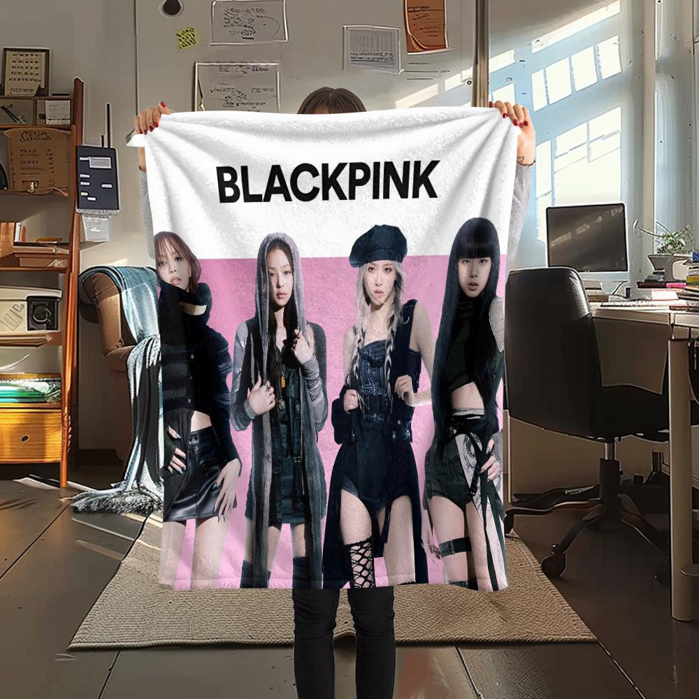 1 шт. Фланелевое одеяло с принтом BLACKPINK, Высокое качество, Для всех сезонов, Декор для дома, Тепло и уют, Идеально для рождественских подарков