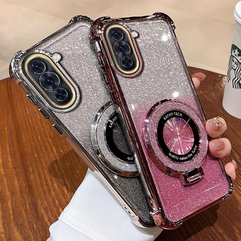 Чехол Nova11 11pro, роскошный магнитный кронштейн, противоударный чехол для Huawei Nova 11 12 10 9 9SE pro, чехол с держателем, блестящий, блестящий