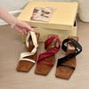 Модные Роскошные Бренды Летние Ретро Квадратный Носок Зажим для Пальца Женские Сандалии Тонкий Каблук Французский Стиль Модная Обувь Слинг Женская Обувь Слингбэк Фам