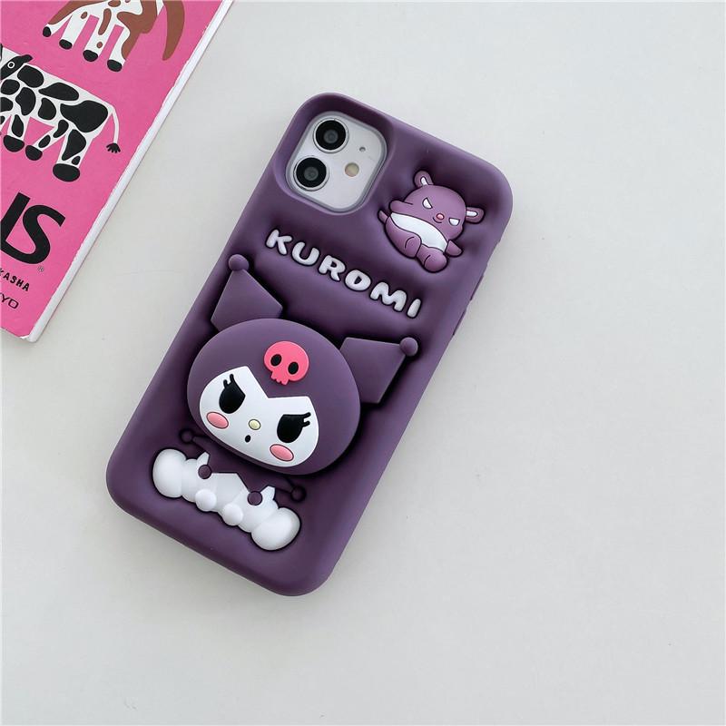 Мультяшный чехол-подставка Kuromi для iPhone 14/13/12/11/Apple 16/15 PROMAX, Защита от падений