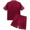 Men 2Pcs Silky Satin Pajamas Set Button Down Shirt Top with Boxer Shorts for Sleepwear Loungewear