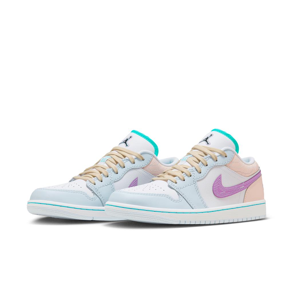 Air Jordan 1 Low Multi-Color Sashiko Women Sneakers White Blue-Tint Rush-Fuchsia FV3623-151
