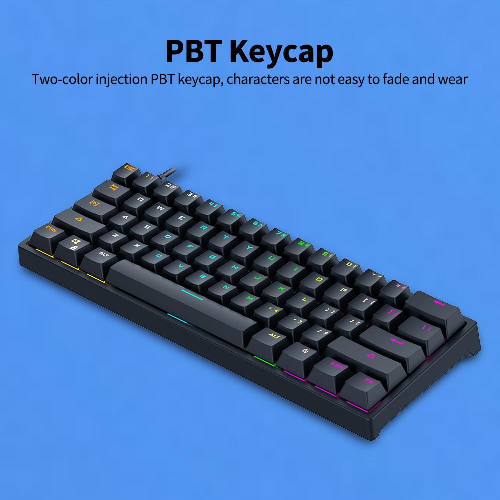 BAJEAL G101, 61 клавиша, проводная механическая клавиатура, клавиатура с RGB-подсветкой, ПБТ, двухцветная инъекционная клавиатура