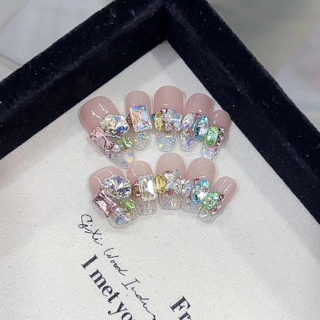 Pure Hand-made Phototherapy Wearable Candy Soda Finished Product Reusable Nail Art Patches Can Be Removed