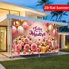 1 2D flat Spanish Mother's Day decoration banner pink rose balloons gift theme background cloth party party photography