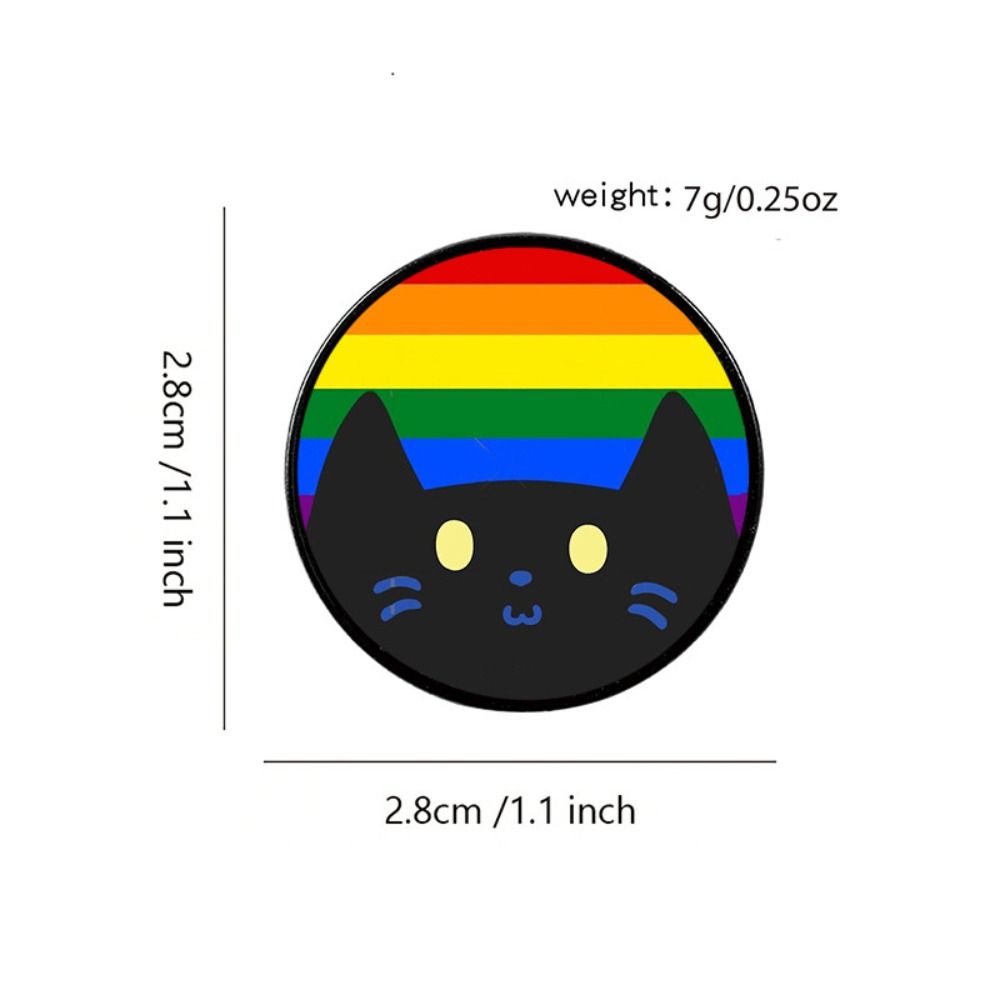 Cute Rainbow Cat Brooch Breastpin Colorful Stripe Badge Exquisite Kitty Enamel Pin Gift