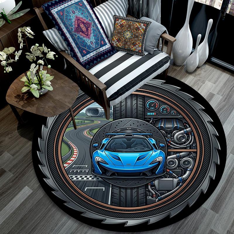 Automotive Round Area Rug Under Office Chairs Bedroom Living Room Home Decor