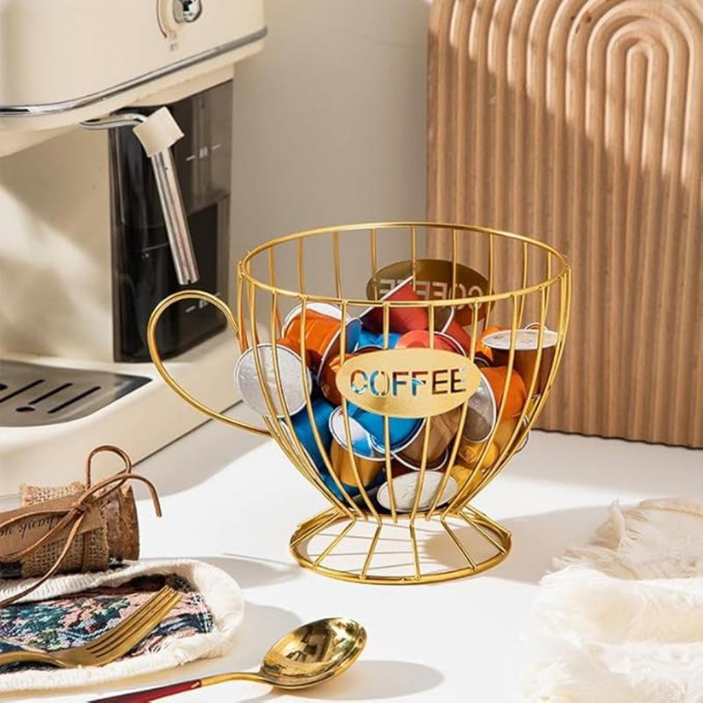 Coffee Pod Holder,Coffee Bar Counter Organizer Coffee Filter Holder,Capsule Basket,Coffee Bar Accessories for Kitchen Dinning Room Office Home Cafe