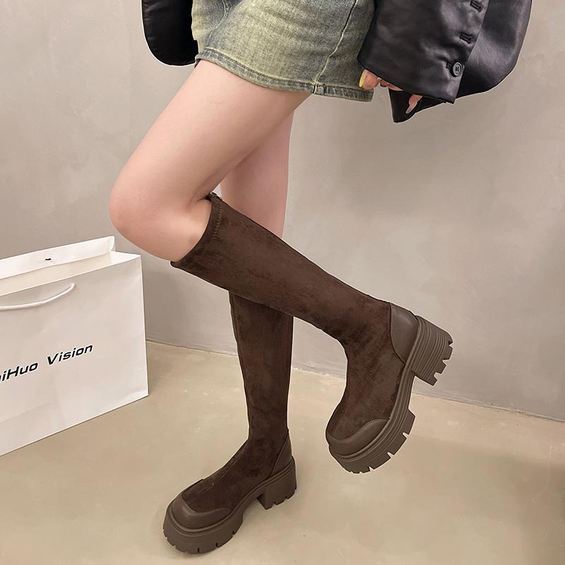 Winter Round Head 2024 Hot Sale Ladies Knee Length Boots Non-slip New Wear Resistant Non-slip Fashion Outdoors Women Shoes