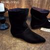Ботильоны с острым носком женские туфли на плоской подошве замшевые туфли женские зимние трендовые готические ретро гладиаторские туфли челси снежные ботинки женские