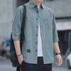 Men's Korean Style Casual Short-Sleeve Trendy Shirt - Three-Quarter Summer Workwear Top