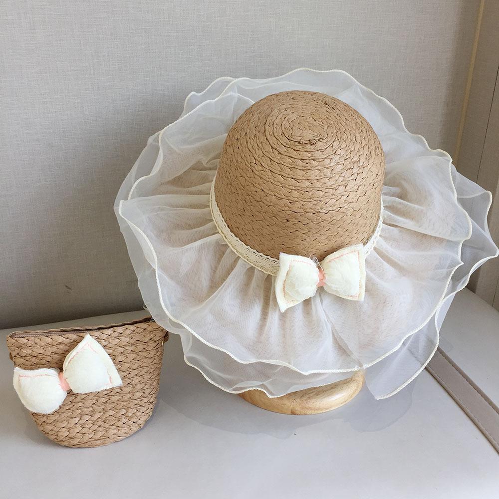 Summer Children's Sun Protection Beach Straw Hat Princess Girl's Vacation Woven Sun Hat