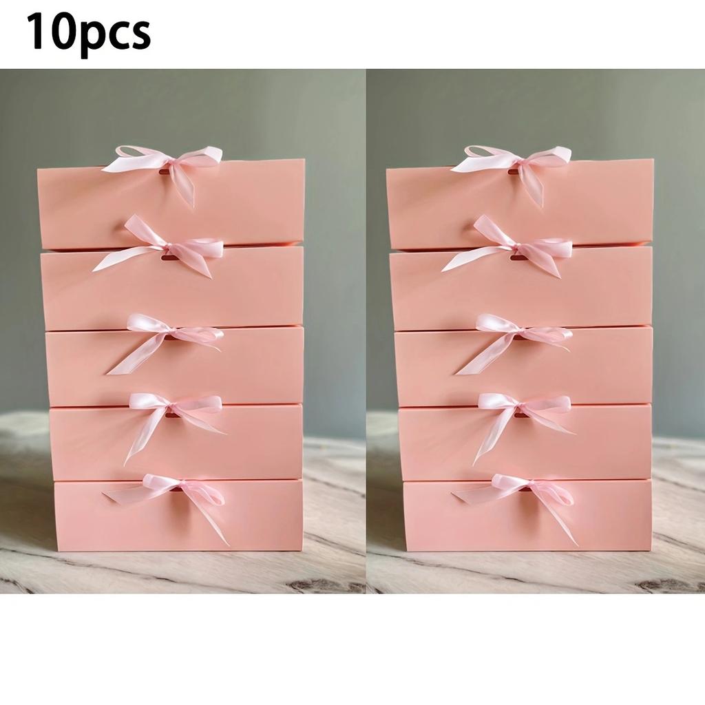 10 шт. подарочных коробок для свадьбы, большие подарочные коробки из крафт-бумаги для ювелирных изделий, черные подарочные коробки с лентой для подружки невесты, коробки для подарков на день рождения