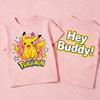 Детская футболка Pokémon Пикачу «Привет, дружище» с графическим принтом, футболки с коротким рукавом для мальчиков, девочек и взрослых, летние повседневные топы, 5 цветов