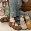 Cross Buckle Flat Bottom Fashion Mary Jane Women's Versatile Flat Bottom Ballet Shoes Round Head Light Mouth Single Shoes