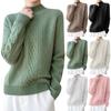 Women's Long-sleeved Knitted Sweater With Pattern Half-turtleneck Top