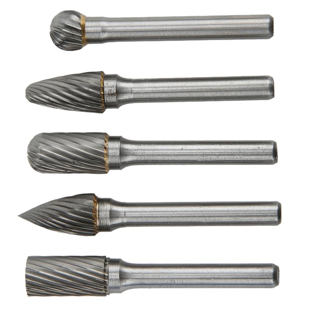 5Pcs Set Rotary Burrs Set 6x10mm Tungsten Carbide Bits for Polishing Grinding Engraving DrillingACDFG