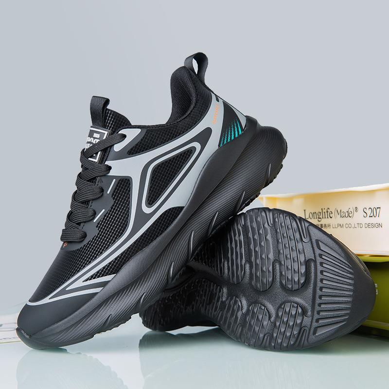 Outdoor Men's Sports Shoes Mesh Breathable Running Shoes Comfortable Lightweight Walking Shoes Non-Slip Thick Soled Casual Shoes