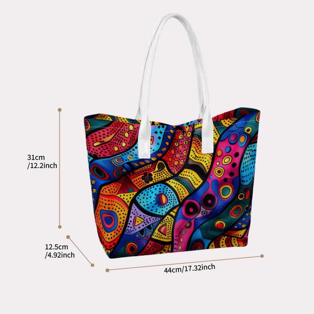 Colorful Abstract Print Tote Bag Daily Casual Large Capacity Shopping Shoulder Bag for Women Outdoor Handbag
