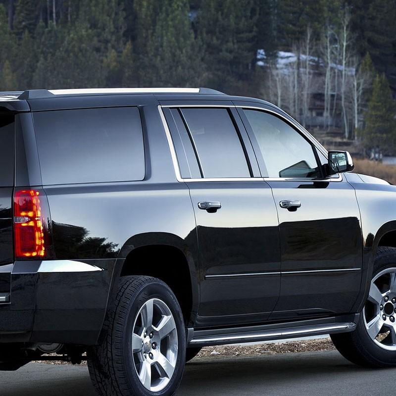 Gloss Black Fits 2015-2020 Chevrolet Tahoe GMC Yukon Door Pillar Trim Posts Set