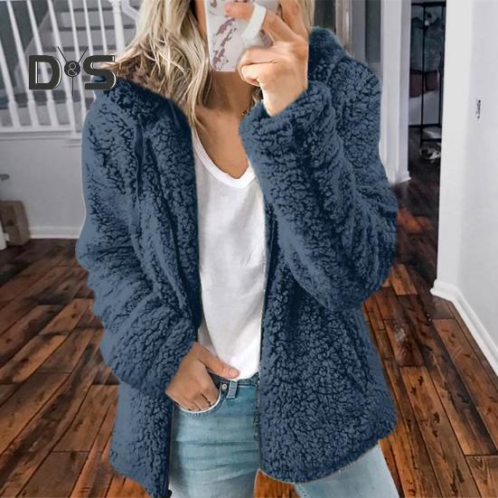 Женская зимняя короткая куртка из флиса Sherpa с капюшоном, кардиган на молнии, теплая повседневная однотонная плюшевая ветрозащитная куртка для осени и зимы
