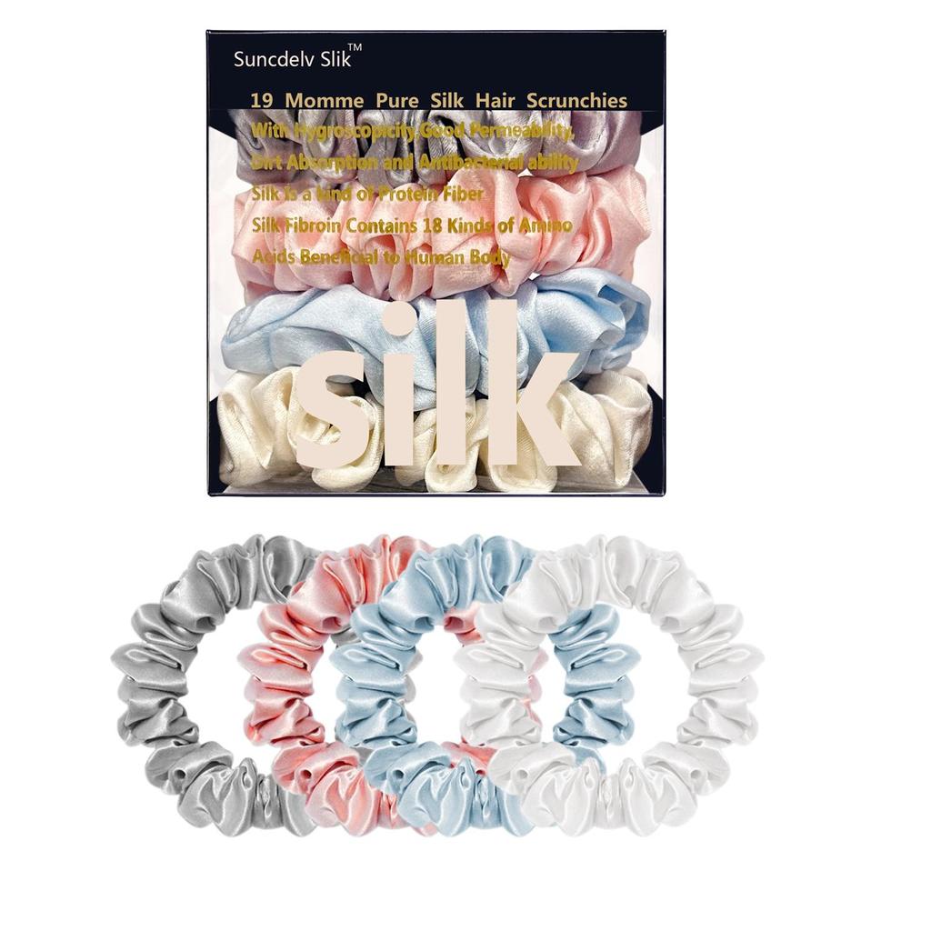 Резинки для волос из 100% чистого шелкового шелка, шелковые резинки для волос, резинки для волос, узкие резинки для волос, держатели для хвостиков, аксессуары для ухода за волосами