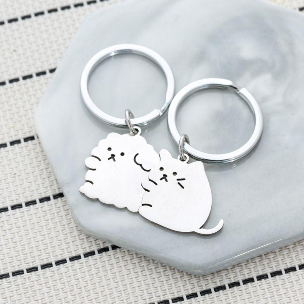 Hanging Jewelry Couple Keychain Hug Cat Dog Dog Cat Keychain  Valentine's Day Gift