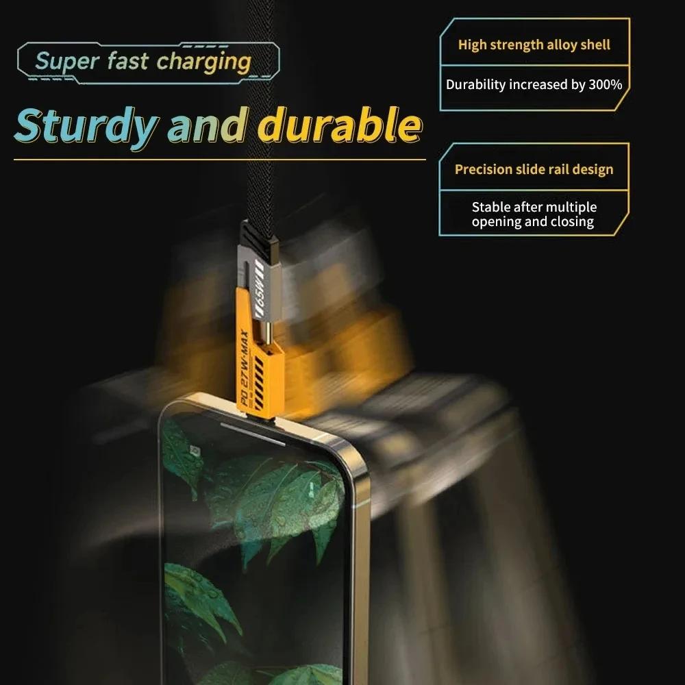 4 в 1 65 Вт PD 27 Вт Кабель USB C для быстрой зарядки для iPhone 15 14 13 12 11 XS XR Samsung Huawei Xiaomi Redmi POCO Realme Type-C Кабель для быстрого зарядного устройства