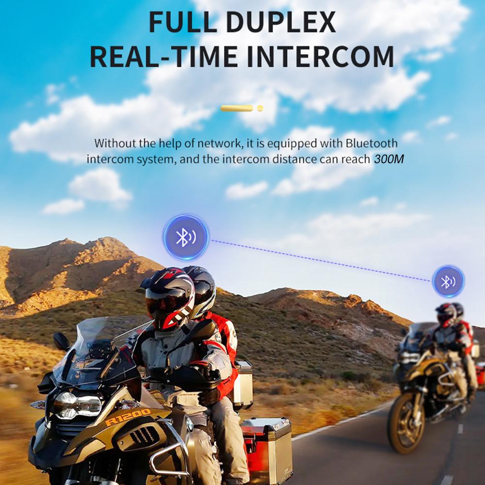 Music Interphone Bluetooth 5.0 Motorcycle Helmet Intercom Headset Waterproof 300m Intercomunicador Speaker Earphone