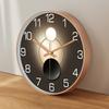 Artistic Geometric Wall Clock Black & Rose Golden Frame Silent Quartz Clock Creative 2D Dial Bedroom Living Room Office Decor