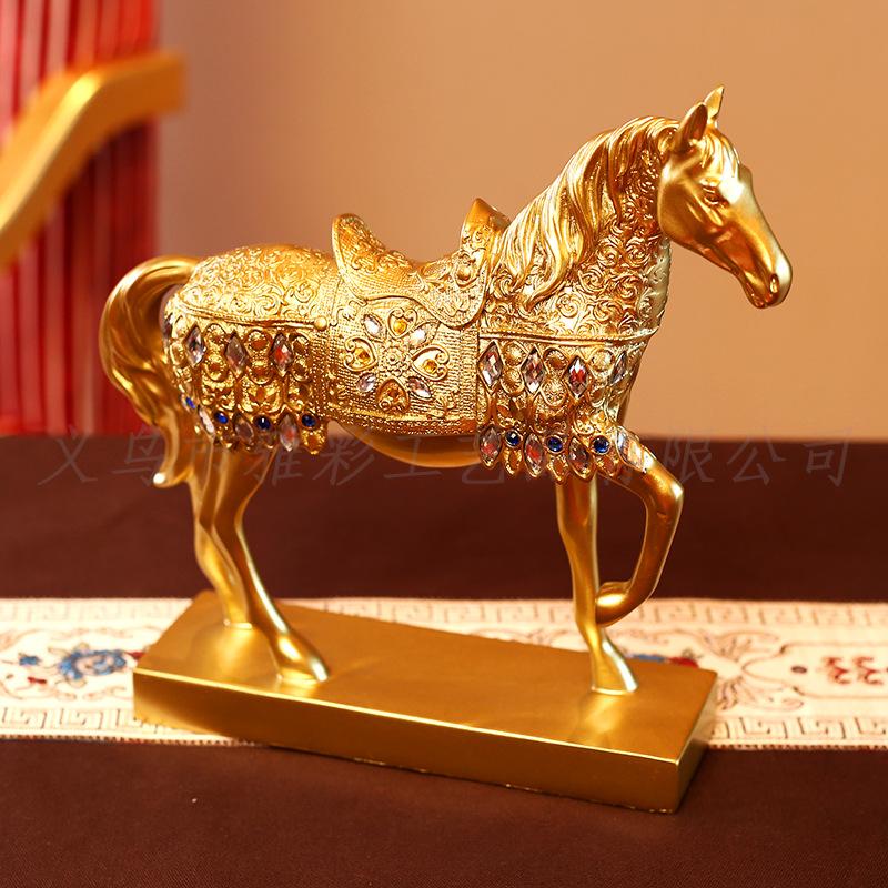 New Chinese style desk ornaments resin craft office living room porch wine cabinet home horse ornaments ornaments