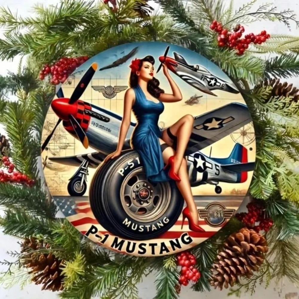 P-51 Mustang Wall Art Metal Decor for Home Bar Garage Room Decor Sign