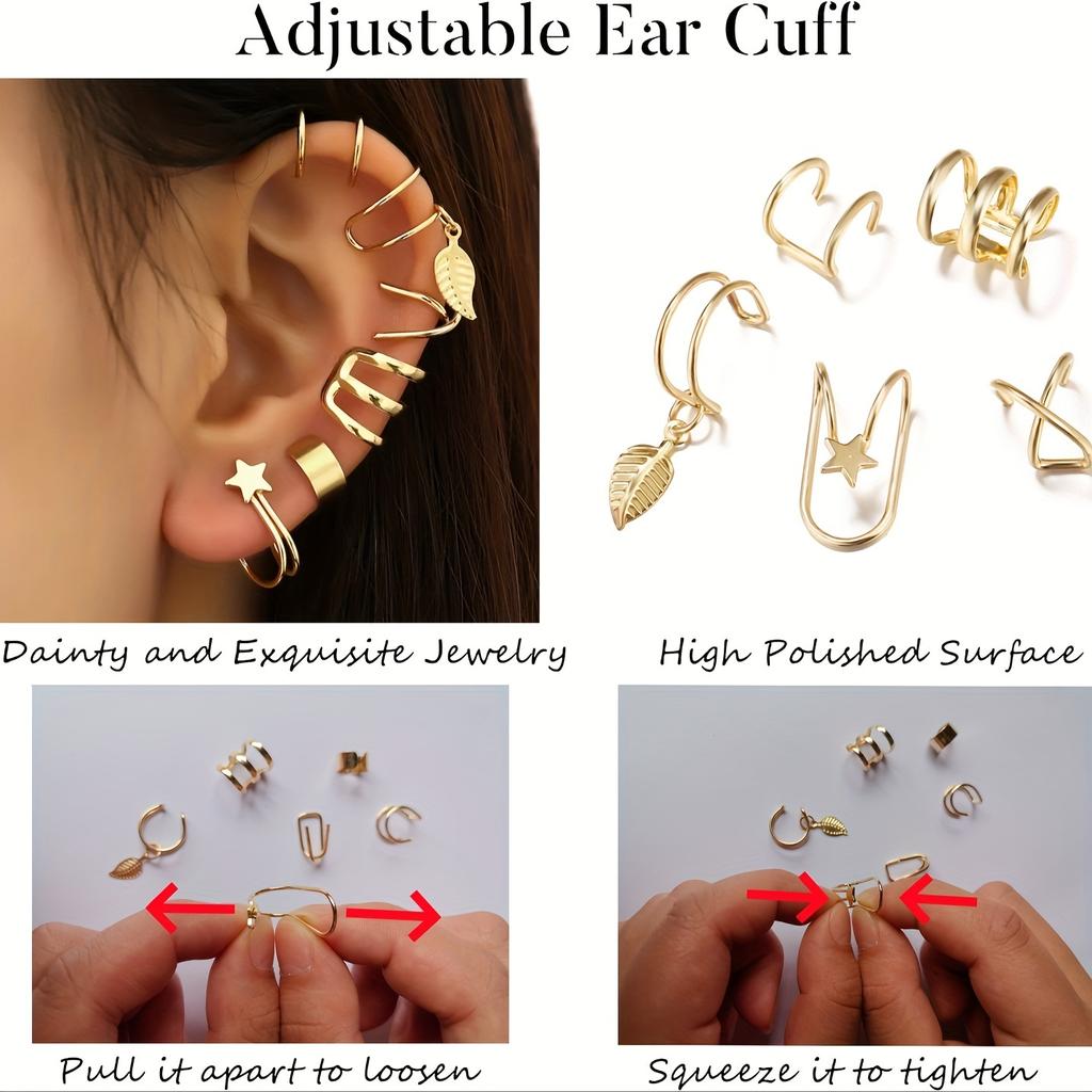 22 шт. Модные аксессуары Регулируемые каффы для ушей Серьги для девочек