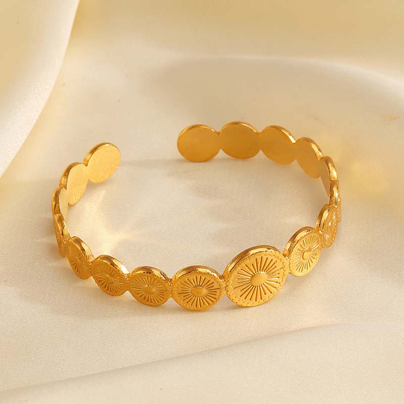 Stainless Steel Sun Cuff Bracelet For Women Vintage Gold Color Geometric Adjustable Bangles Bracelet Jewelry Gift  New
