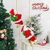 Funny Electric Climbing Santa on Beaded Rope with Bell Hanging Xmas Tree Ornament Novelty Christmas Gift