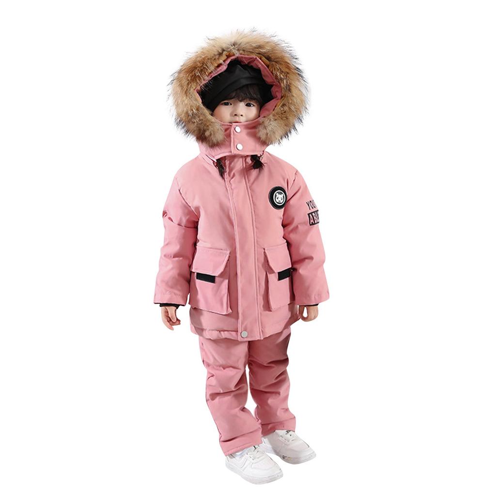 Children's Winter Two-piece Padded Jacket With Warm Padded Jacket Overalls