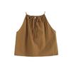 Fashion Style 2024 Autumn New Arrival French Minimalist Style Retro Cotton Halter Spaghetti Straps Tops Mid-Waist Skirt