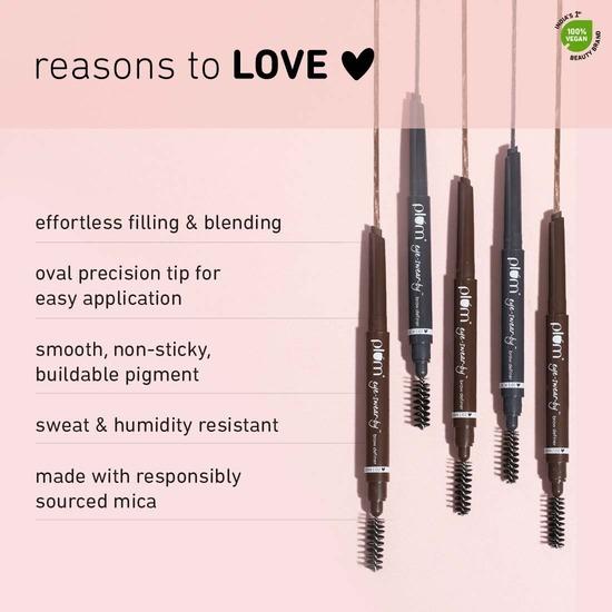 Plum Eye-Swear-By Brow Definer - Ash Black | Наращиваемый пигмент | С витамином E | 100% веганский продукт и не тестируется на животных