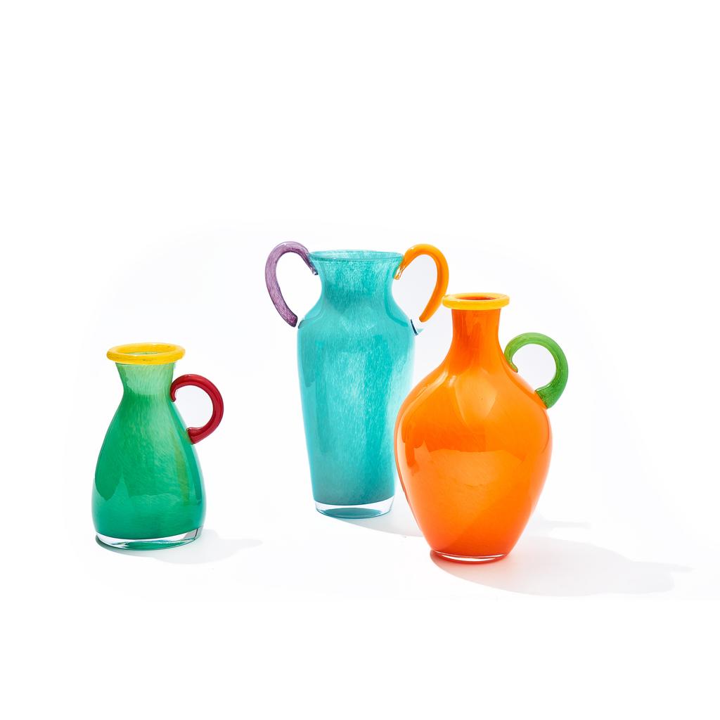 Stained Glass Vase Vintage Binaural Handle Flower Vase Floral Arrangement Accessories Terrarium Home Decoration Accessories