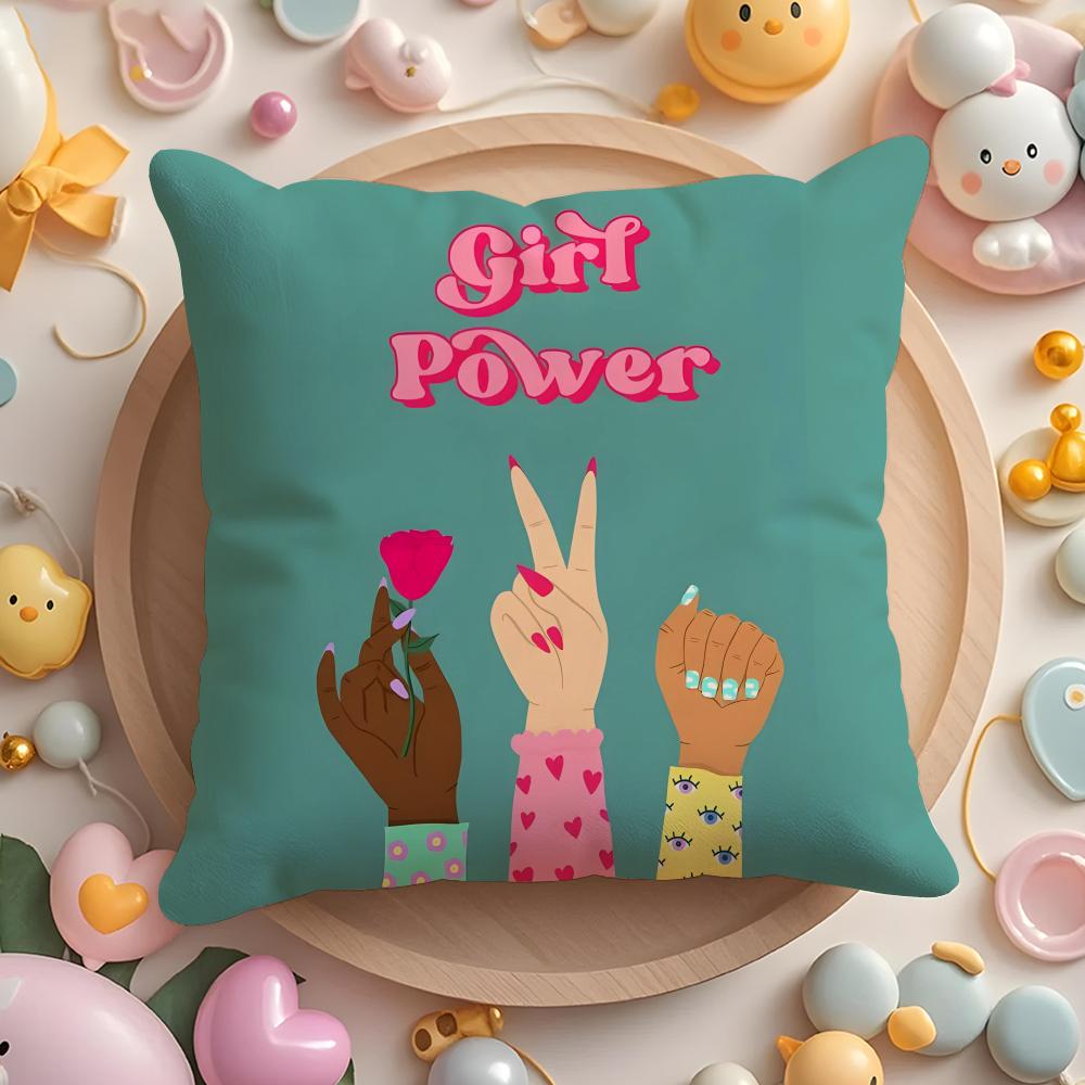 Feminist Girl Power Inspirational Quote Cushion Cover Plush Fabric Soft DoubleSided Printed Sofa Winter Home Gift Pillow Cover